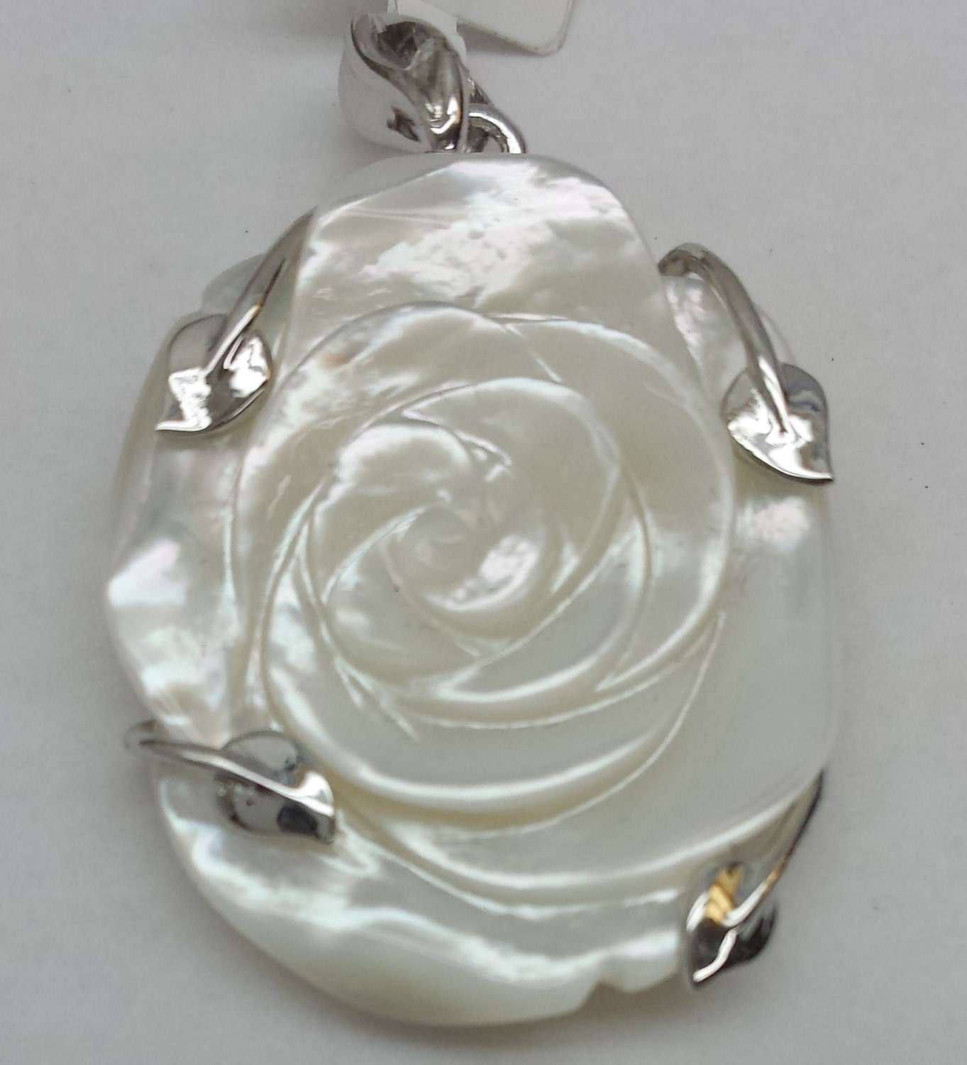 sterling Silber & Mop Blumen-Anhänger 3, 8 cm sterling Silber & Mop Blumen-Anhänger 3, 8 cm von LITABEADS