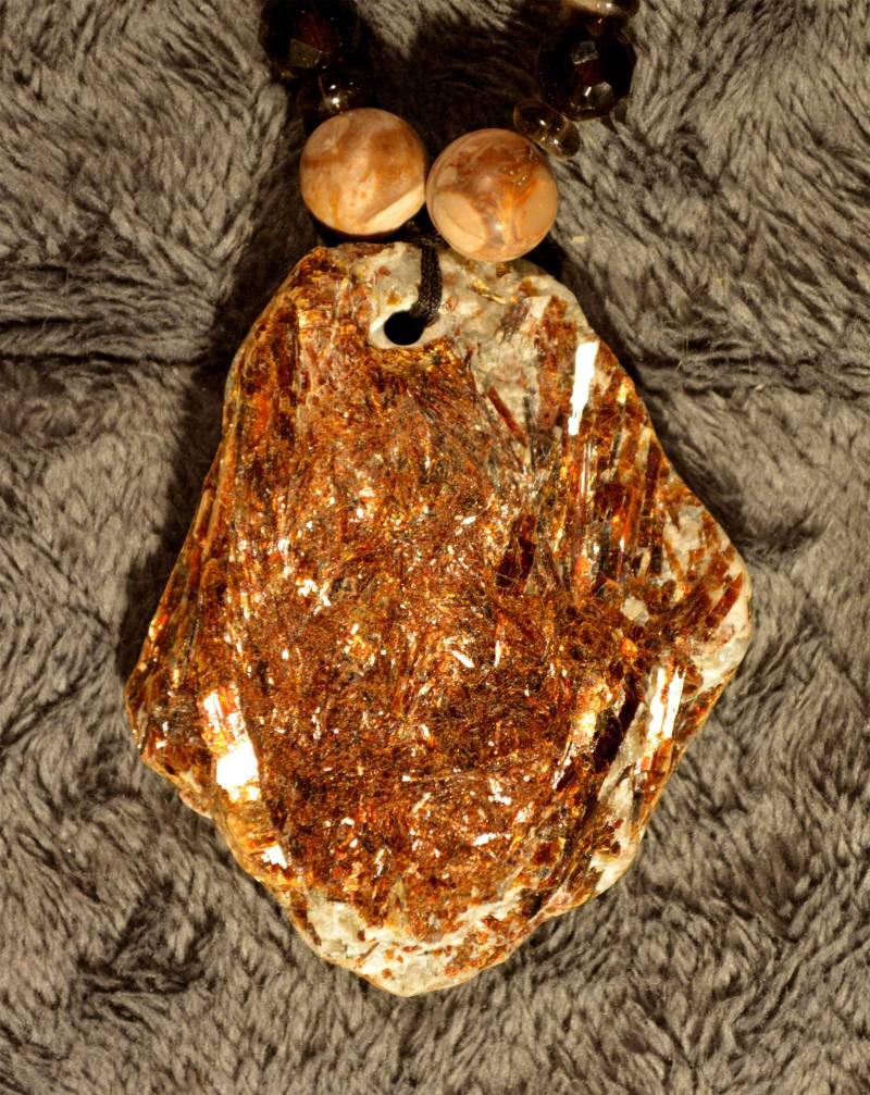 Leider Verkauft - Astrophyllit Rauchquarz Halskette + 2 Fossile Holzperlen/Garantiert Exklusives Und Einzigartiges Stück N59 Galacticus von LITHOZENPALEOSCOPE