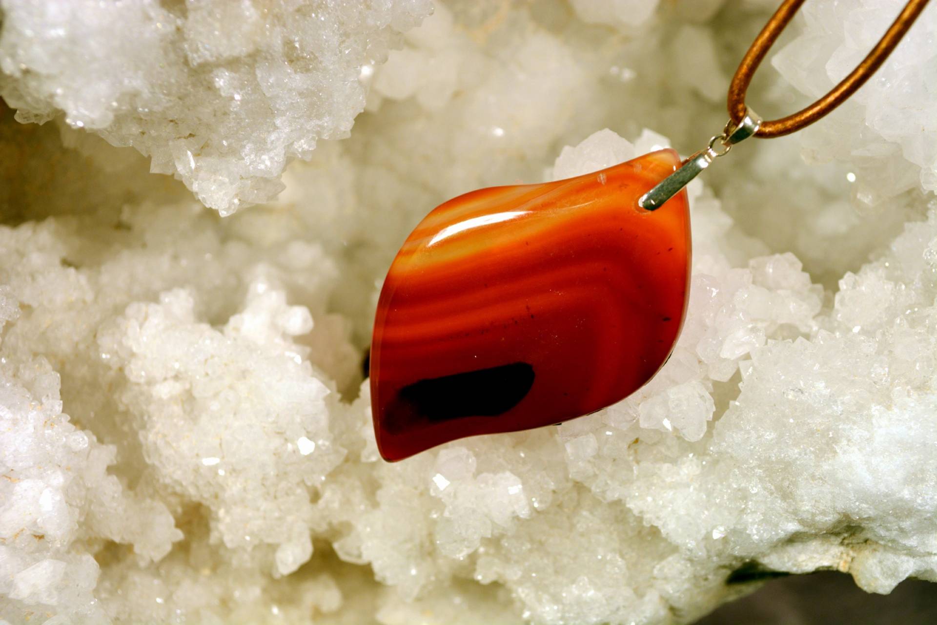 Orange-Rot Gezonter Achat-Karneol-Anhänger Ref203 von LITHOZENPALEOSCOPE