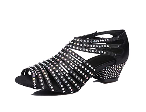 LITNERMIA Damen Cut Out Elastische Gurte Peep Toe Strass Ballroom Tanzschuhe,Schwarz 3cm Absatz,39.5 EU LITNERMIA Damen Cut Out Elastische Gurte Peep Toe Strass Ballroom Tanzschuhe,Schwarz 3cm Absatz,39.5 EU von LITNERMIA