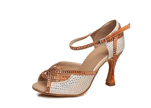 LITNERMIA Damen Einzelriemen Cut-Out Kristalle Satin Modern Latin Dance Schuhe Ausgestellte Absatz Sandalen,Beige 9cm Absatz,42.5 EU LITNERMIA Damen Einzelriemen Cut-Out Kristalle Satin Modern Latin Dance Schuhe Ausgestellte Absatz Sandalen,Beige 9cm Absatz,42.5 EU von LITNERMIA