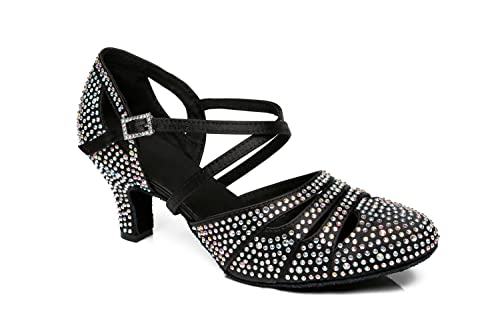 LITNERMIA Damen Geschlossene Zehe Satin Strass Tango Ballsaal Latin Dance Schuhe,Schwarz 6cm Absatz,42.5 EU LITNERMIA Damen Geschlossene Zehe Satin Strass Tango Ballsaal Latin Dance Schuhe,Schwarz 6cm Absatz,42.5 EU von LITNERMIA