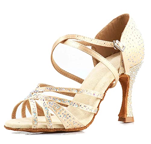 LITNERMIA Damen Hochzeit Party Sandalen Peep Toe Kreuz Riemen Strass Tango Ballsaal Latein Tanzschuhe, LA1204F Beige 9cm Absatz,36.5 EU LITNERMIA Damen Hochzeit Party Sandalen Peep Toe Kreuz Riemen Strass Tango Ballsaal Latein Tanzschuhe, LA1204F Beige 9cm Absatz,36.5 EU von LITNERMIA