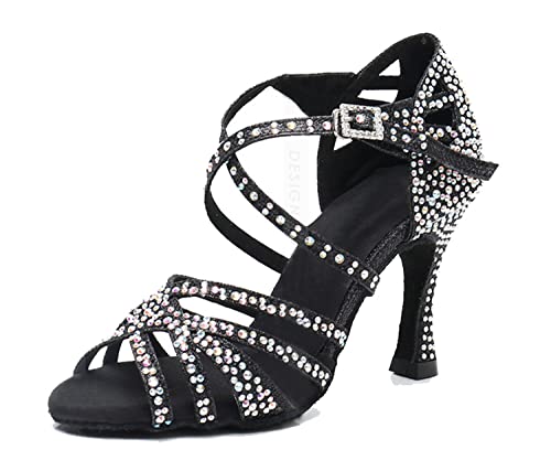 LITNERMIA Damen Hochzeit Party Sandalen Peep Toe Kreuz Riemen Strass Tango Ballsaal Latein Tanzschuhe, Schwarz A 9cm Absatz,42.5 EU LITNERMIA Damen Hochzeit Party Sandalen Peep Toe Kreuz Riemen Strass Tango Ballsaal Latein Tanzschuhe, Schwarz A 9cm Absatz,42.5 EU von LITNERMIA