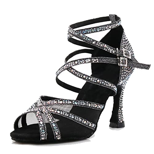 LITNERMIA Damen Kreuzriemen Mesh Strass Prom Sandalen Modern Social Dance Schuhe,A Schwarz 9cm Absatz,34.5 EU LITNERMIA Damen Kreuzriemen Mesh Strass Prom Sandalen Modern Social Dance Schuhe,A Schwarz 9cm Absatz,34.5 EU von LITNERMIA