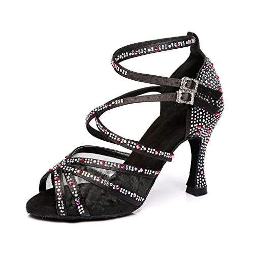 LITNERMIA Damen Kreuzriemen Mesh Strass Prom Sandalen Modern Social Dance Schuhe,C Schwarz 9cm Absatz,42.5 EU LITNERMIA Damen Kreuzriemen Mesh Strass Prom Sandalen Modern Social Dance Schuhe,C Schwarz 9cm Absatz,42.5 EU von LITNERMIA