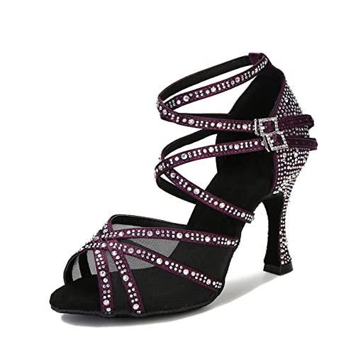 LITNERMIA Damen Kreuzriemen Mesh Strass Prom Sandalen Modern Social Dance Schuhe,C Violett 9cm Absatz,34.5 EU LITNERMIA Damen Kreuzriemen Mesh Strass Prom Sandalen Modern Social Dance Schuhe,C Violett 9cm Absatz,34.5 EU von LITNERMIA