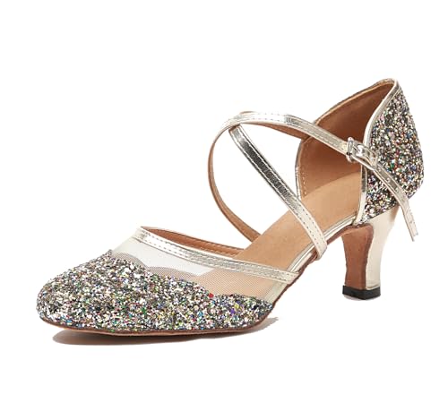 LITNERMIA Damen Mesh Glitzer Latein Tanzschuhe Modern Prom Geschlossene Zehen Pumps,L267 Gold 6cm Absatz,34.5 EU LITNERMIA Damen Mesh Glitzer Latein Tanzschuhe Modern Prom Geschlossene Zehen Pumps,L267 Gold 6cm Absatz,34.5 EU von LITNERMIA