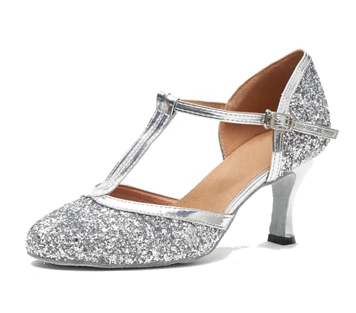 LITNERMIA Damen Mesh Glitzer Latein Tanzschuhe Modern Prom Geschlossene Zehen Pumps,L268 Silber 7.5cm Absatz,39.5 EU LITNERMIA Damen Mesh Glitzer Latein Tanzschuhe Modern Prom Geschlossene Zehen Pumps,L268 Silber 7.5cm Absatz,39.5 EU von LITNERMIA