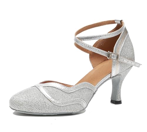 LITNERMIA Damen Mesh Glitzer Latein Tanzschuhe Modern Prom Geschlossene Zehen Pumps,L271 Silber 7.5cm Absatz,36.5 EU LITNERMIA Damen Mesh Glitzer Latein Tanzschuhe Modern Prom Geschlossene Zehen Pumps,L271 Silber 7.5cm Absatz,36.5 EU von LITNERMIA