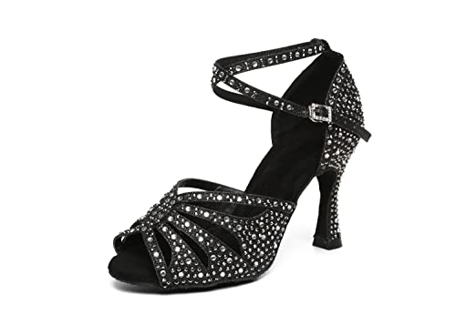 LITNERMIA Damen Peep Toe Cut-Out Glitzernde Strasssteine Ballsaal Modern Tanzschuhe Abschlussball Sandalen,AL487 Schwarz 9cm Absatz,34.5 EU LITNERMIA Damen Peep Toe Cut-Out Glitzernde Strasssteine Ballsaal Modern Tanzschuhe Abschlussball Sandalen,AL487 Schwarz 9cm Absatz,34.5 EU von LITNERMIA