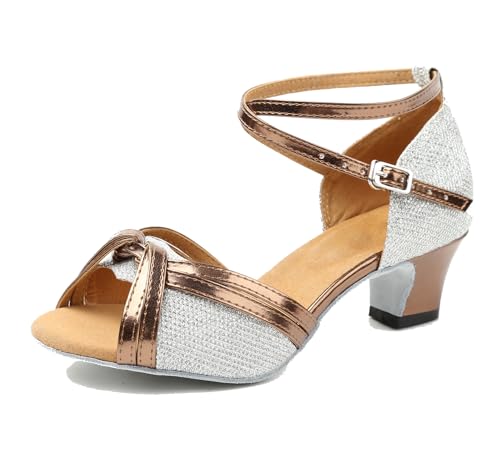 LITNERMIA Damen Peep Toe Glitzer Synthetik Knoten Latein Modern Dance Prom Schuhe,Braun 6cm Absatz,34.5 EU LITNERMIA Damen Peep Toe Glitzer Synthetik Knoten Latein Modern Dance Prom Schuhe,Braun 6cm Absatz,34.5 EU von LITNERMIA