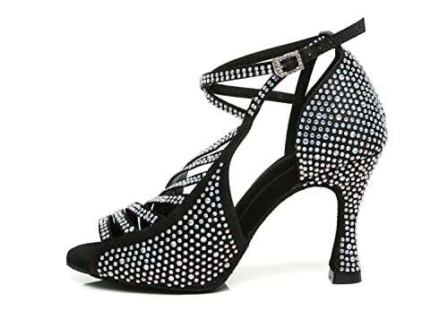 LITNERMIA Damen Peep Toe Sandalen Glitzer Strass Tango Ballroom Tanzschuhe,AL468 Schwarz 9cm Absatz,36.5 EU LITNERMIA Damen Peep Toe Sandalen Glitzer Strass Tango Ballroom Tanzschuhe,AL468 Schwarz 9cm Absatz,36.5 EU von LITNERMIA