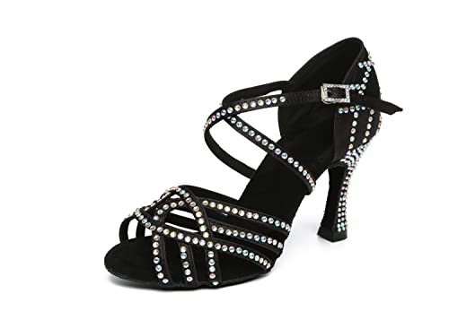 LITNERMIA Damen Peep Toe Sandalen Glitzer Strass Tango Ballroom Tanzschuhe,AL483 Schwarz 9cm Absatz,36.5 EU LITNERMIA Damen Peep Toe Sandalen Glitzer Strass Tango Ballroom Tanzschuhe,AL483 Schwarz 9cm Absatz,36.5 EU von LITNERMIA