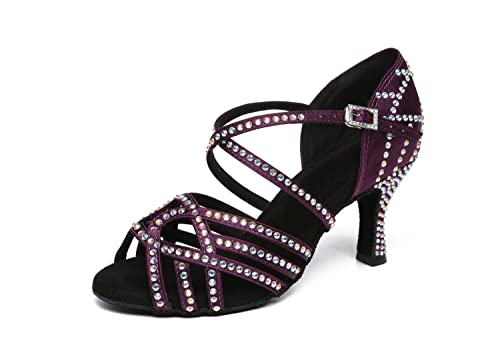 LITNERMIA Damen Peep Toe Sandalen Glitzer Strass Tango Ballroom Tanzschuhe,AL483 Violett 7.5cm Absatz,39.5 EU LITNERMIA Damen Peep Toe Sandalen Glitzer Strass Tango Ballroom Tanzschuhe,AL483 Violett 7.5cm Absatz,39.5 EU von LITNERMIA