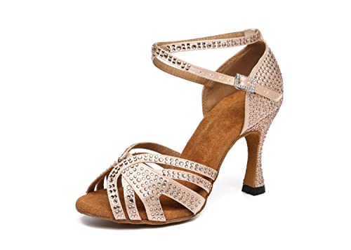 LITNERMIA Damen Peep Toe Sandalen Glitzer Strass Tango Ballroom Tanzschuhe,AL489 Beige 9cm Absatz,39.5 EU LITNERMIA Damen Peep Toe Sandalen Glitzer Strass Tango Ballroom Tanzschuhe,AL489 Beige 9cm Absatz,39.5 EU von LITNERMIA