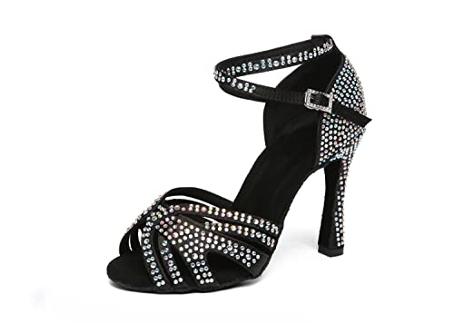 LITNERMIA Damen Peep Toe Sandalen Glitzer Strass Tango Ballroom Tanzschuhe,AL489 Schwarz 10cm Absatz,42.5 EU LITNERMIA Damen Peep Toe Sandalen Glitzer Strass Tango Ballroom Tanzschuhe,AL489 Schwarz 10cm Absatz,42.5 EU von LITNERMIA