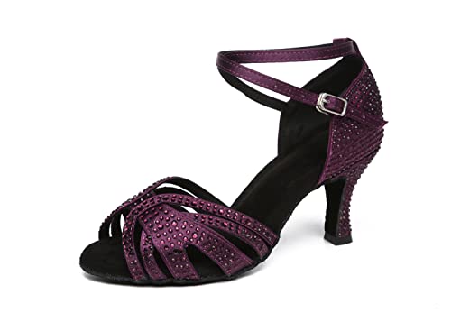 LITNERMIA Damen Peep Toe Sandalen Glitzer Strass Tango Ballroom Tanzschuhe,AL489 Violett 7.5cm Absatz,34.5 EU LITNERMIA Damen Peep Toe Sandalen Glitzer Strass Tango Ballroom Tanzschuhe,AL489 Violett 7.5cm Absatz,34.5 EU von LITNERMIA