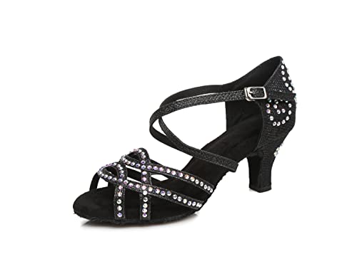 LITNERMIA Damen Sandalen Glitzer Strass Tango Moderne Knöchelriemen Lateinische Tanzschuhe,Schwarz 6cm Absatz,42 EU LITNERMIA Damen Sandalen Glitzer Strass Tango Moderne Knöchelriemen Lateinische Tanzschuhe,Schwarz 6cm Absatz,42 EU von LITNERMIA