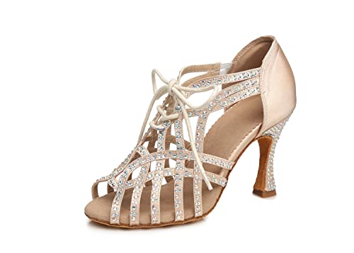 LITNERMIA Damen Schnürschuh Sexy Cut-Out Kristalle Satin Lateinamerikanische Tanzschuhe Social Sandalen,AL460 Beige 9cm Absatz,42.5 EU LITNERMIA Damen Schnürschuh Sexy Cut-Out Kristalle Satin Lateinamerikanische Tanzschuhe Social Sandalen,AL460 Beige 9cm Absatz,42.5 EU von LITNERMIA