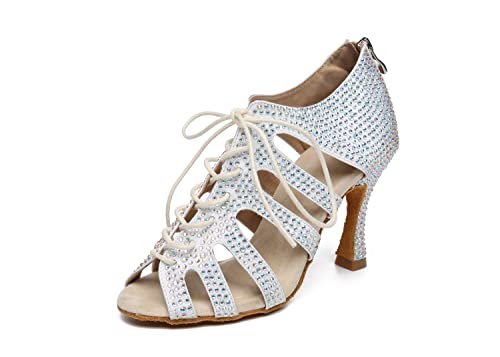 LITNERMIA Damen Schnürschuh Sexy Cut-Out Kristalle Satin Lateinamerikanische Tanzschuhe Social Sandalen,AL486 Weiß 9cm Absatz,39.5 EU LITNERMIA Damen Schnürschuh Sexy Cut-Out Kristalle Satin Lateinamerikanische Tanzschuhe Social Sandalen,AL486 Weiß 9cm Absatz,39.5 EU von LITNERMIA
