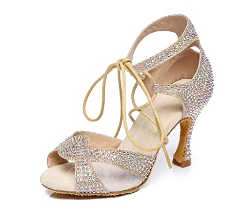 LITNERMIA Damen Schnürschuhe Strass Latin Tanzschuhe Sexy Ballsaal Sandalen,Beige 9cm Absatz,42 EU LITNERMIA Damen Schnürschuhe Strass Latin Tanzschuhe Sexy Ballsaal Sandalen,Beige 9cm Absatz,42 EU von LITNERMIA