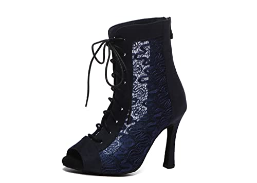 LITNERMIA Damen Schuhe Party Performance Ballsaal Schnürschuhe Mesh Latein Dance Peep Toe Tanzstiefel, Al546 Absatz, 10 cm, Schwarz/Blau,36 EU LITNERMIA Damen Schuhe Party Performance Ballsaal Schnürschuhe Mesh Latein Dance Peep Toe Tanzstiefel, Al546 Absatz, 10 cm, Schwarz/Blau,36 EU von LITNERMIA