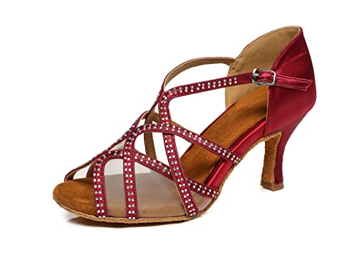 LITNERMIA Damen Sexy Mesh Kristalle Modern Latin Tanzschuhe,Rot 7.5cm Absatz,39.5 EU LITNERMIA Damen Sexy Mesh Kristalle Modern Latin Tanzschuhe,Rot 7.5cm Absatz,39.5 EU von LITNERMIA