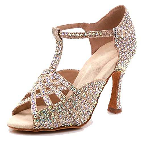 LITNERMIA Damen T-Strap Peep Toe Strass Ballsaal Lateinamerikanische Tanzschuhe Hochzeit Party Sandalen,B Gold 9cm Absatz,42.5 EU LITNERMIA Damen T-Strap Peep Toe Strass Ballsaal Lateinamerikanische Tanzschuhe Hochzeit Party Sandalen,B Gold 9cm Absatz,42.5 EU von LITNERMIA