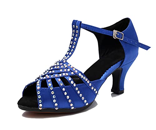 LITNERMIA Damen T-Strap Peep Toe Strass Ballsaal Lateinamerikanische Tanzschuhe Hochzeit Party Sandalen,C Blau 6cm Absatz,42.5 EU LITNERMIA Damen T-Strap Peep Toe Strass Ballsaal Lateinamerikanische Tanzschuhe Hochzeit Party Sandalen,C Blau 6cm Absatz,42.5 EU von LITNERMIA