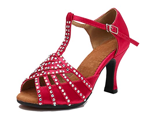 LITNERMIA Damen T-Strap Peep Toe Strass Ballsaal Lateinamerikanische Tanzschuhe Hochzeit Party Sandalen,C Violett 8cm Absatz,42.5 EU LITNERMIA Damen T-Strap Peep Toe Strass Ballsaal Lateinamerikanische Tanzschuhe Hochzeit Party Sandalen,C Violett 8cm Absatz,42.5 EU von LITNERMIA