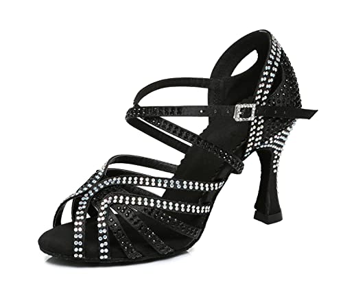 LITNERMIA Damen Tanzschuhe mit ausgestelltem Absatz Satin Strasssteine Moderne Latein Tanzschuhe,AL450 Schwarz 9cm Absatz,34.5 EU LITNERMIA Damen Tanzschuhe mit ausgestelltem Absatz Satin Strasssteine Moderne Latein Tanzschuhe,AL450 Schwarz 9cm Absatz,34.5 EU von LITNERMIA