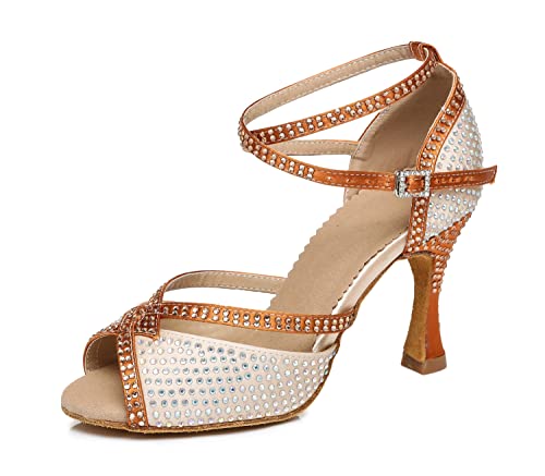 LITNERMIA Damen Tanzschuhe mit ausgestelltem Absatz Satin Strasssteine Moderne Latein Tanzschuhe,AL451 Beige 9cm Absatz,42.5 EU LITNERMIA Damen Tanzschuhe mit ausgestelltem Absatz Satin Strasssteine Moderne Latein Tanzschuhe,AL451 Beige 9cm Absatz,42.5 EU von LITNERMIA