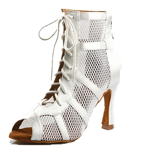 LITNERMIA Damen Tanzstiefel Party Performance Ballsaal Schnürschuhe Mesh Latein Dance Peep Toe Schuhe, Al446a Absatz, 9 cm, Weiß, 39.5 EU LITNERMIA Damen Tanzstiefel Party Performance Ballsaal Schnürschuhe Mesh Latein Dance Peep Toe Schuhe, Al446a Absatz, 9 cm, Weiß, 39.5 EU von LITNERMIA