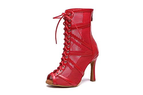 LITNERMIA Damen Tanzstiefel Party Performance Ballsaal Schnürschuhe Mesh Latein Dance Peep Toe Schuhe, Al555 Absatz, 10 cm, Rot,38 EU LITNERMIA Damen Tanzstiefel Party Performance Ballsaal Schnürschuhe Mesh Latein Dance Peep Toe Schuhe, Al555 Absatz, 10 cm, Rot,38 EU von LITNERMIA