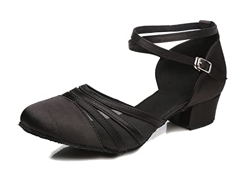 LITNERMIA Frauen Geschlossene Zehe Latein Tango Ballsaal Moderne Tanzschuhe Praxis Pumps, Al189 Schwarz 3 5 cm Absatz, 41 EU von LITNERMIA