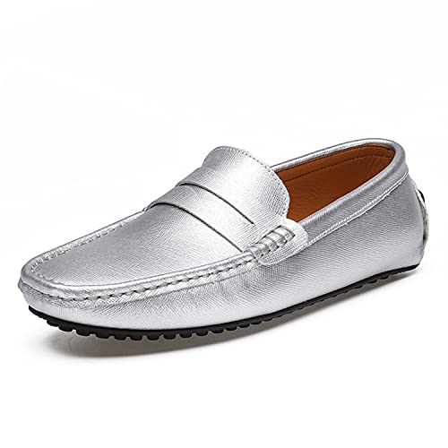 LITNERMIA Herren Pennyloafer aus Kunstleder, Freizeitschuhe, Silber - Silber 6688 - Größe: 47 EU von LITNERMIA