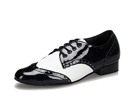 LITNERMIA Herren Schnürschuhe Latin Jazz Modern Rumba Ballroom Social Tango Dance Schuhe, Asm2302 schwarz weiß 2 5 cm Absatz, 41 1/3 EU von LITNERMIA