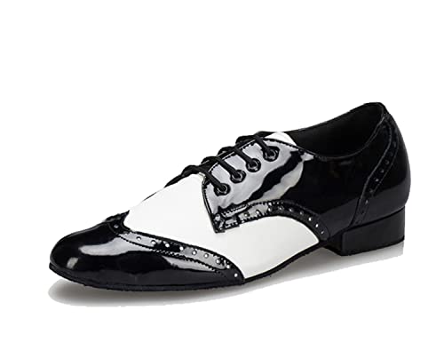 LITNERMIA Herren Schnürschuhe Latin Jazz Modern Rumba Ballsaal Social Tango Tanzschuhe,Asm2302 schwarz weiß 2.5cm Absatz,42.5 EU von LITNERMIA