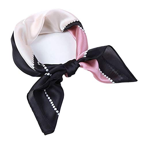 LITOON Damen Kopftücher Halstuch Schal Frauen Square Halstuch,Bandana, Kopftuch, Halstuch, Taschentuch, Ansatz Handgelenk Verpackungs 23.6x23.6inch (Schwarz/pink) von LITOON