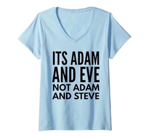 Damen Es sind Adam und Eva, Nicht Adam und Steve T-Shirt mit V-Ausschnitt Damen Es sind Adam und Eva, Nicht Adam und Steve T-Shirt mit V-Ausschnitt von LITSHOGEN