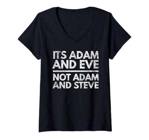 Damen Retro Es sind Adam und Eva, Nicht Adam und Steve T-Shirt mit V-Ausschnitt Damen Retro Es sind Adam und Eva, Nicht Adam und Steve T-Shirt mit V-Ausschnitt von LITSHOGEN