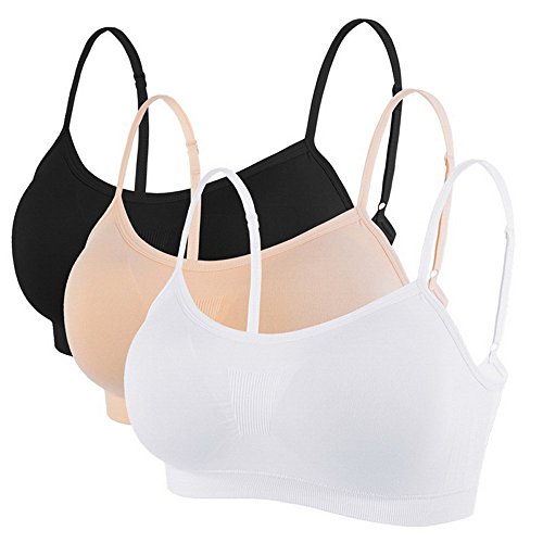 LITTHING Sports BH Damen Push Up Leichter Halt Bustier Stretch Sports Bra Top Für Yoga Fitness-Training, Schwarz+weiß+hautfarbe, L von Litthing