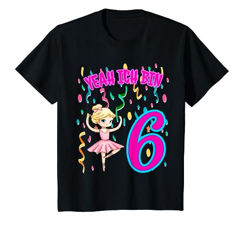 Kinder Geburtstag Ballerina Mädchen Geschenk 6 Jahre T-Shirt von LITTLE TREASURES