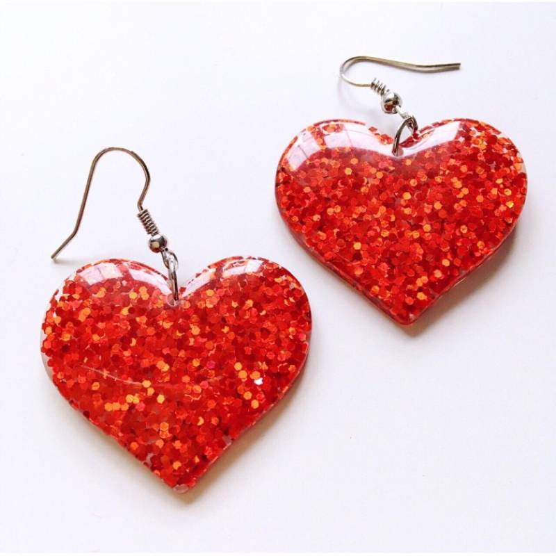 Glitzer Herz Ohrringe von LITTLEDREAMERUK
