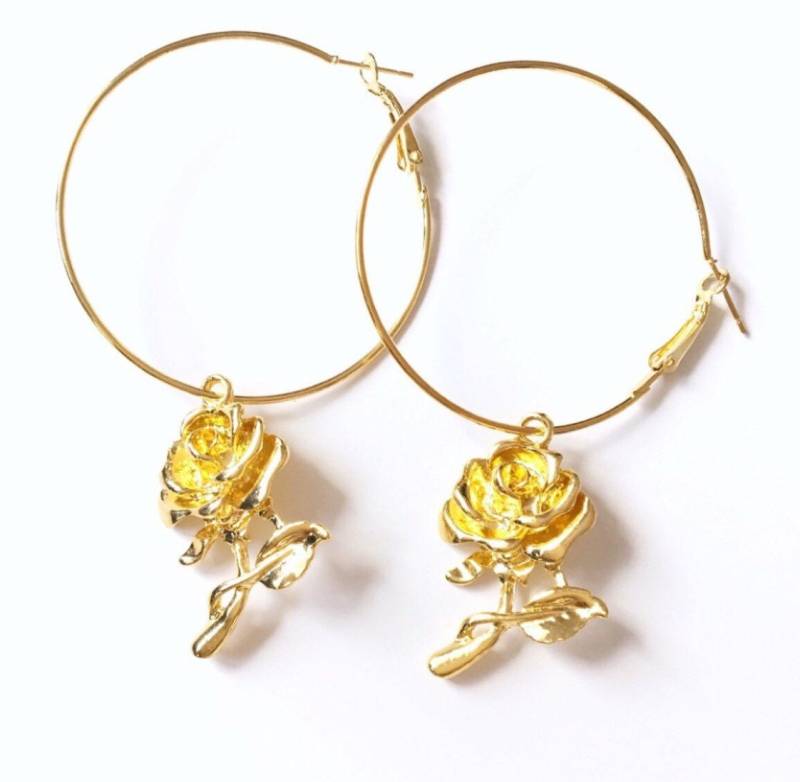 Vergoldete Große Rose Hoop Ohrringe von LITTLEDREAMERUK