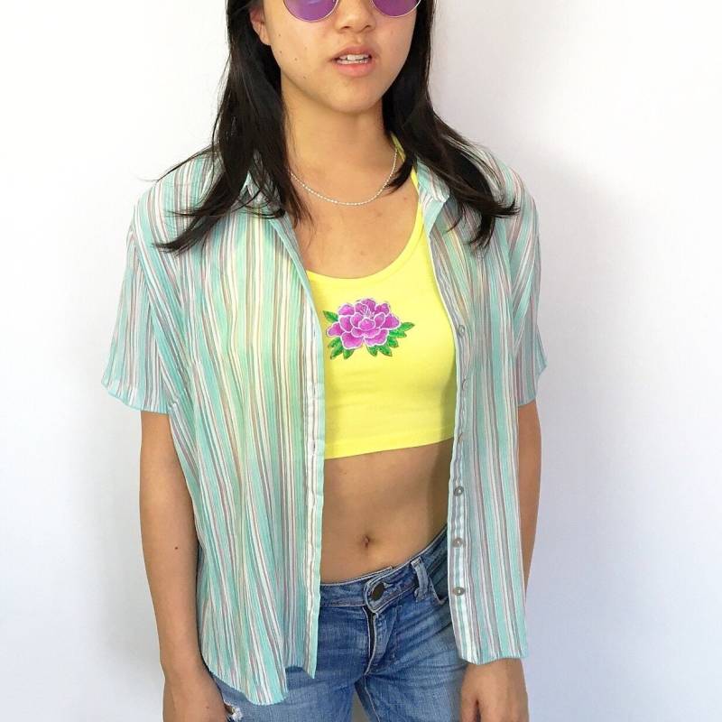 Vintage Coole Streifen Kurzärmeliges Shirt Top von LITTLEDREAMERUK