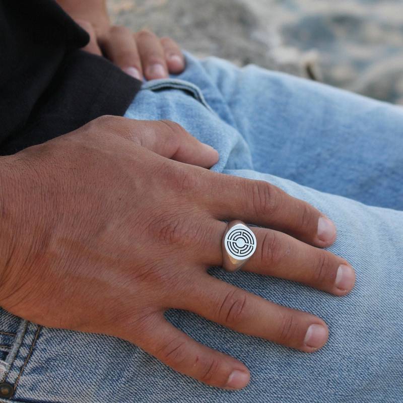 Runde Herrenringe/ Silberring Männer/Siegelringe Herren Siegelring Ringe Silber Für Oxidierter von LITjewelryShop