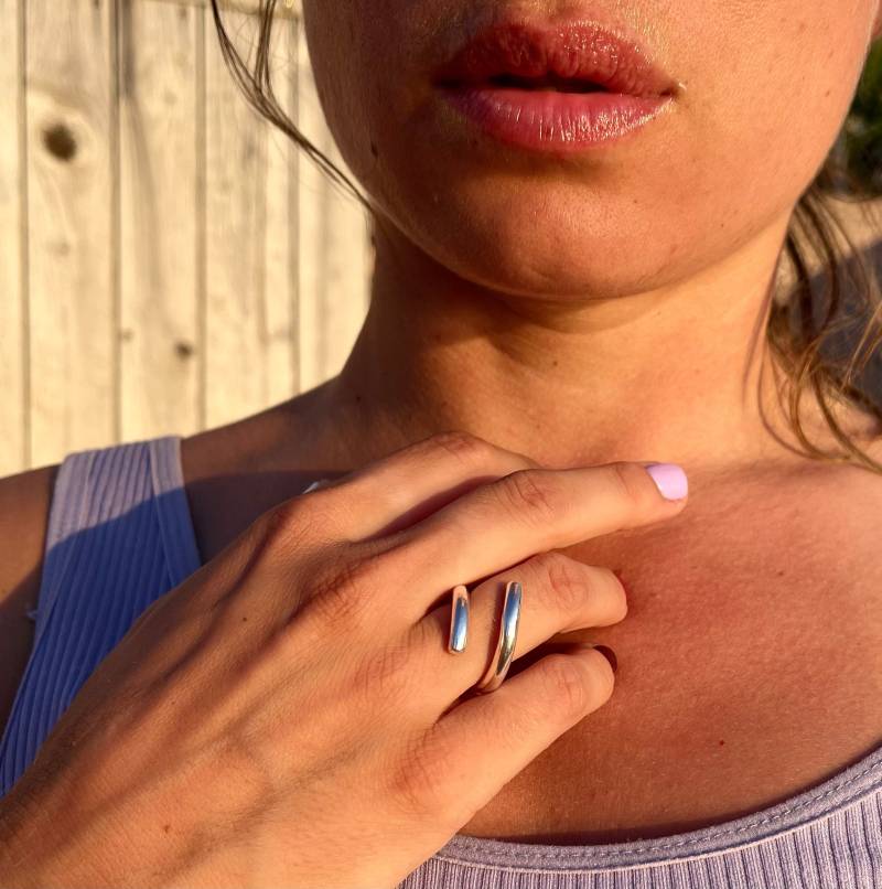 Offener Band Silberring/Offener Ring Geschwungen Gewickelt Silberdrahtring Silber Wickelring Chunky Wrap Spiralbandring von LITjewelryShop