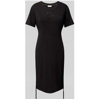 LIU JO SPORT Knielanges T-Shirt-Kleid mit Logo-Stitching in Black, Größe M von LIU JO SPORT
